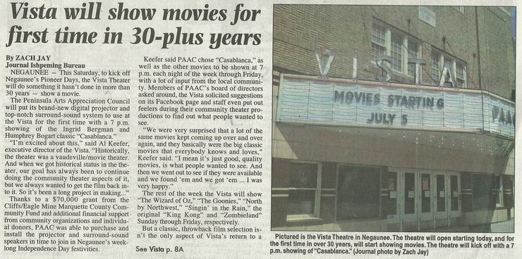 Vista Theatre - ARTICLE FROM PAUL PETOSKEY